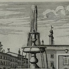 17th Century Italian Fountains of Rome Architectural Etching, circa 1691