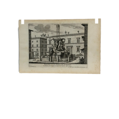 17th Century Italian Fountains of Rome Architectural Etching, circa 1691