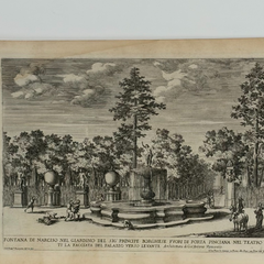 17th Century Italian Fountains of Rome Architectural Etching, circa 1691