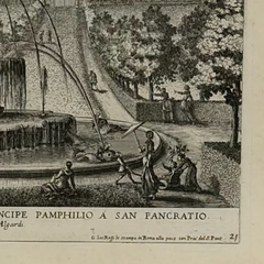 17th Century Italian Fountains of Rome Architectural Etching, circa 1691