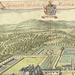 18th Century English County Seat Engraving on Hand Laid Paper, Large Scale