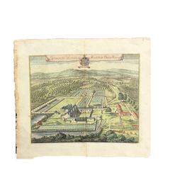 18th Century English County Seat Engraving on Hand Laid Paper, Large Scale