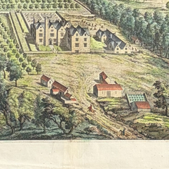 18th Century English County Seat Engraving on Hand Laid Paper, Large Scale