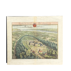 18th Century English County Seat Engraving on Hand Laid Paper, Large Scale