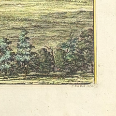 18th Century English County Seat Engraving on Hand Laid Paper, Large Scale