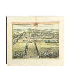 18th Century English County Seat Engraving on Hand Laid Paper, Large Scale