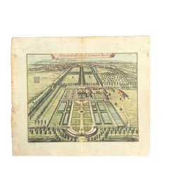 18th Century English County Seat Engraving on Hand Laid Paper, Large Scale
