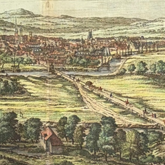 18th Century English County Seat Engraving on Hand Laid Paper, Large Scale