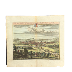 18th Century English County Seat Engraving on Hand Laid Paper, Large Scale