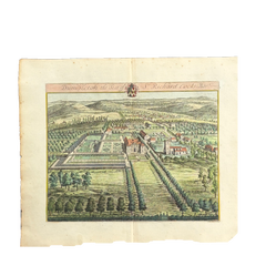 18th Century English County Seat Engraving on Hand Laid Paper, Large Scale