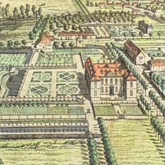 18th Century English County Seat Engraving on Hand Laid Paper, Large Scale
