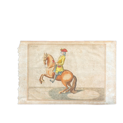 1751 Hand-Colored English Equestrian Engraving, 1st Duke of Newcastle
