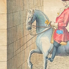 1751 Hand-Colored English Equestrian Engraving, 1st Duke of Newcastle