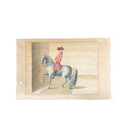 1751 Hand-Colored English Equestrian Engraving, 1st Duke of Newcastle