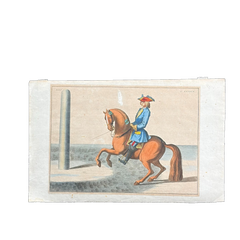 1751 Hand-Colored English Equestrian Engraving, 1st Duke of Newcastle