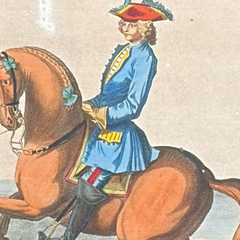 1751 Hand-Colored English Equestrian Engraving, 1st Duke of Newcastle
