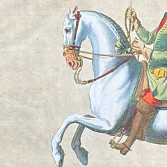 1751 Hand-Colored English Equestrian Engraving, 1st Duke of Newcastle