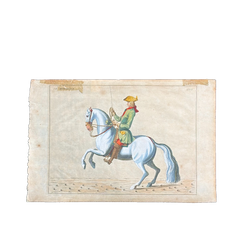 1751 Hand-Colored English Equestrian Engraving, 1st Duke of Newcastle