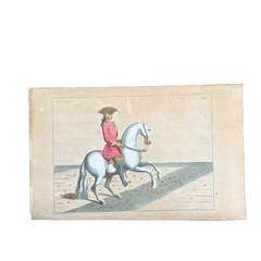 1751 Hand-Colored English Equestrian Engraving, 1st Duke of Newcastle