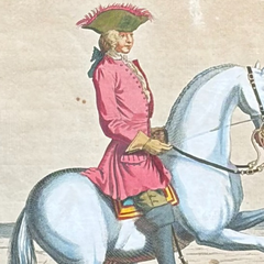 1751 Hand-Colored English Equestrian Engraving, 1st Duke of Newcastle