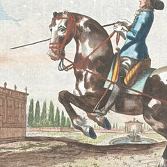 1751 Hand-Colored English Equestrian Engraving, 1st Duke of Newcastle