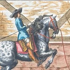 1751 Hand-Colored English Equestrian Engraving, 1st Duke of Newcastle