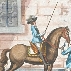 1751 Hand-Colored English Equestrian Engraving, 1st Duke of Newcastle