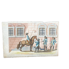 1751 Hand-Colored English Equestrian Engraving, 1st Duke of Newcastle