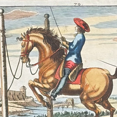 1751 Hand-Colored English Equestrian Engraving, 1st Duke of Newcastle