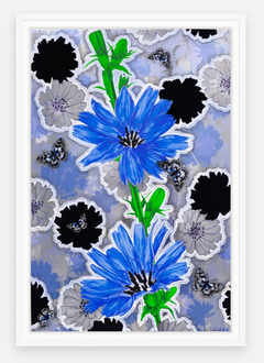 «Chicory II»: serigrafía sobre papel metalizado plateado con lámina, arte abstracto