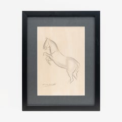Dibujo original a lápiz titulado «Caballo encabritado». Alrededor de finales de los años 20 / principios de los 30.
