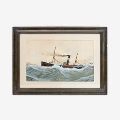 Watercolour and Gouache entitled The S.S. Greyhound (H84), 1911. Signed & dated.