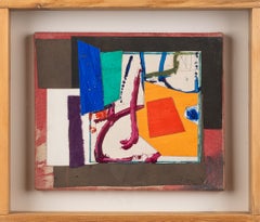 « Sans titre » – Œuvre britannique de St Ives : peinture abstraite à l'huile et collage sur toile