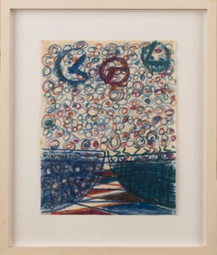 “Untitled (Study of Chevrons)” British St Ives Abstract Crayon on Paper