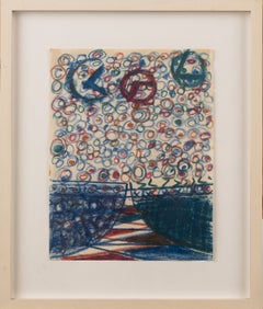 “Untitled (Study of Chevrons)” British St Ives Abstract Crayon on Paper