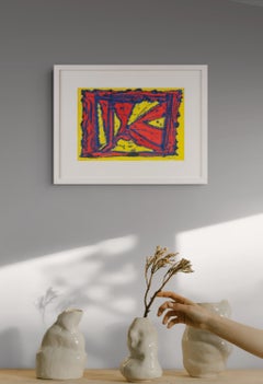 «Red Curtain», obra abstracta del grupo británico CoBrA, técnica mixta sobre papel