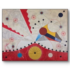 Human Net Abstract Painting in Acrylic, 120x150 cm, Vintage Art
