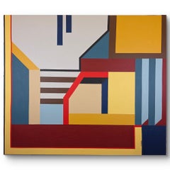 Block, quadro astratto su tela, vintage, in buone condizioni, design colorato