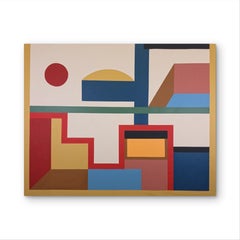 Dawn.Abstract Painting on Canvas, Vintage, Good Condition, Colorful Design