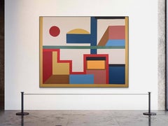 Dawn.Abstract Painting on Canvas, Vintage, Good Condition, Colorful Design