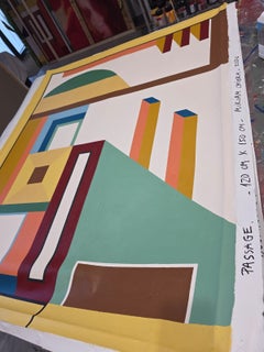 Passage. Painting on Canvas, Vintage, Good Condition, Colorful Design