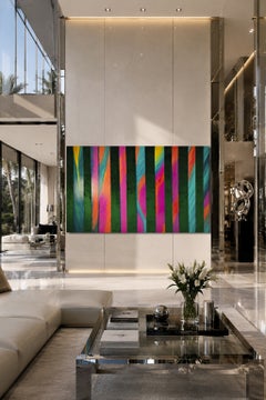 ​"Rainbow", Monumental Mixed Media Textile Painting by Éruel 78.7 × 118.1 in.