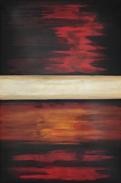 "Red River", Monumental Abstract Painting on Linen by Éruel 78.7 × 118.1 in