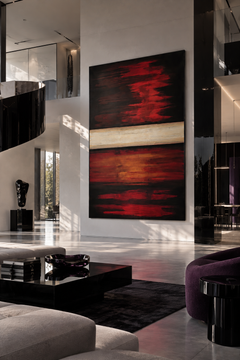 "Red River", Monumental Abstract Painting on Linen by Éruel 78.7 × 118.1 in
