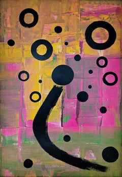 ​"Rings" Monumental Abstract Painting on Linen by Éruel 78.7 × 118.1 in