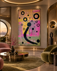 ​"Rings" Monumental Abstract Painting on Linen by Éruel 78.7 × 118.1 in