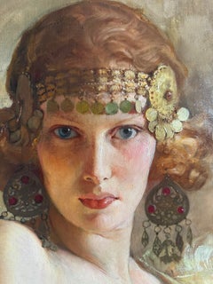 Semi-Nude Female Portrait by Maria Szantho
