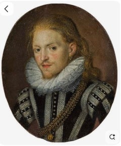 English Portrait Miniature of a Young Noble Gentleman with an Earring