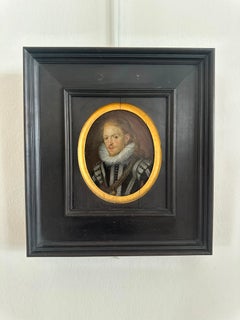 English Portrait Miniature of a Young Noble Gentleman with an Earring