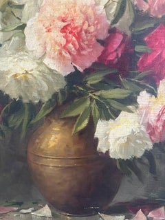 Adrienne Henczné Deák (1890-1956) - Still Life with Peonies in a Bronze Vase